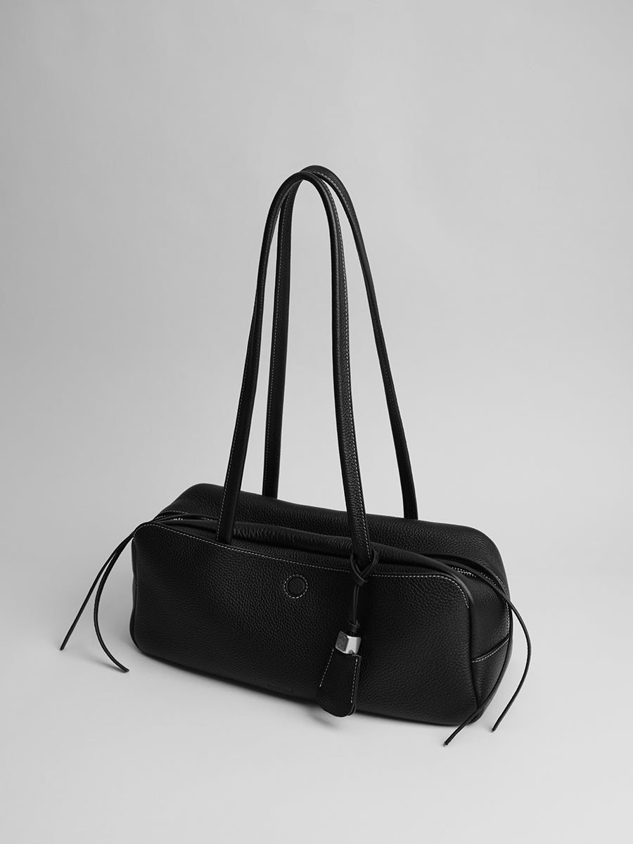 top grain leather luxury baguette bag