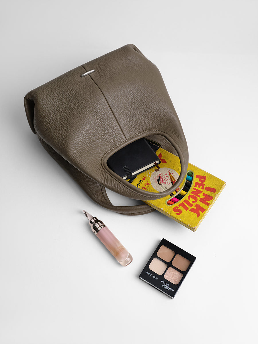 top grain leather minimalist hobo bag