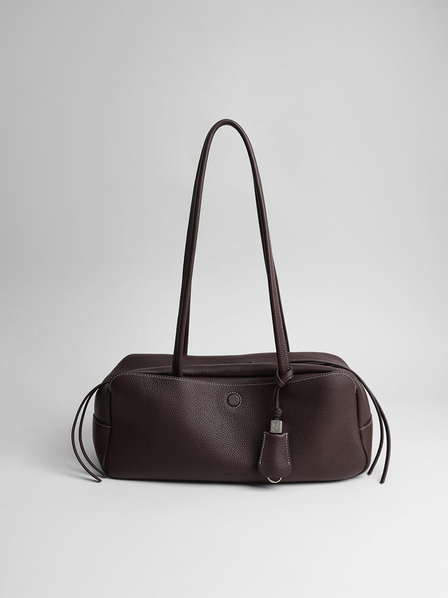 top grain leather luxury baguette bag