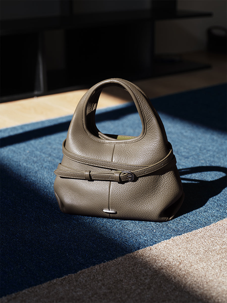 top grain leather minimalist hobo bag