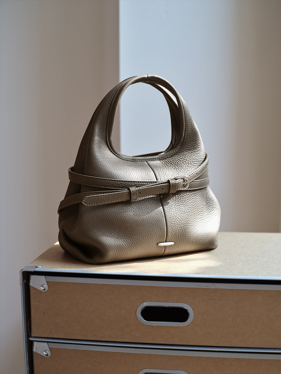 top grain leather minimalist hobo bag
