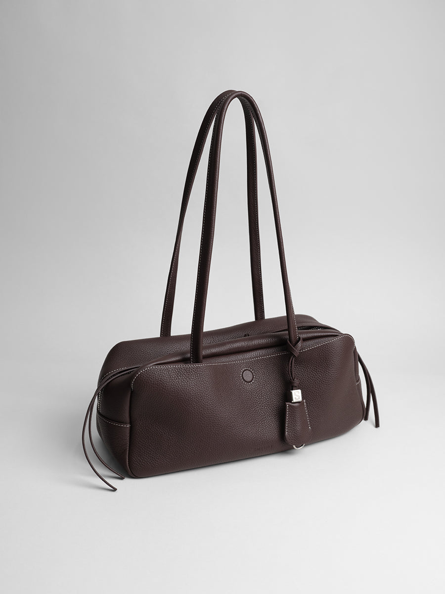 top grain leather luxury baguette bag