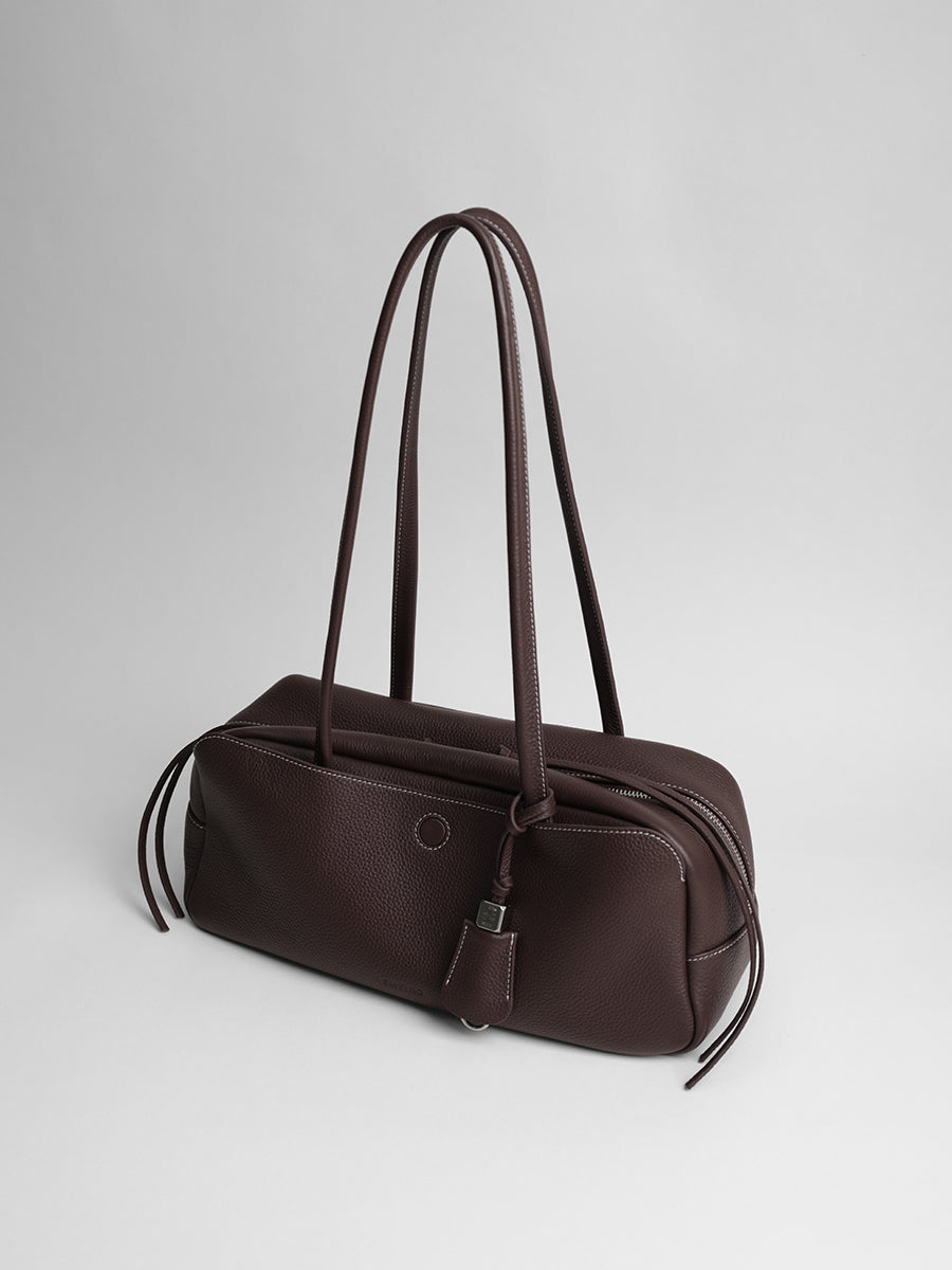 top grain leather luxury baguette bag