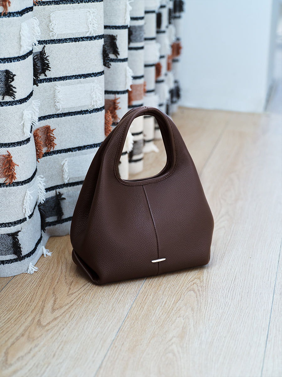 top grain leather minimalist hobo bag