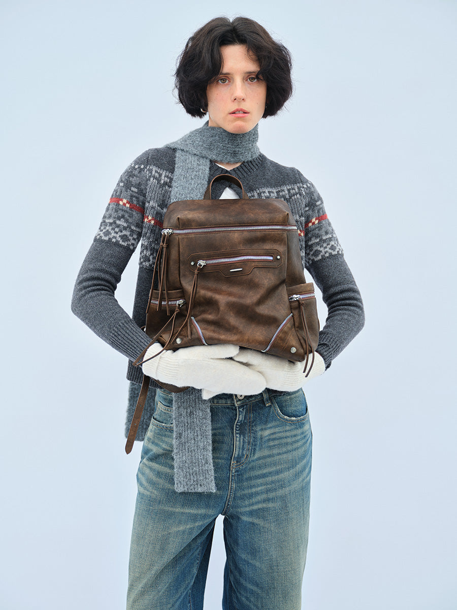 Retro and sophisticated commuter backpack