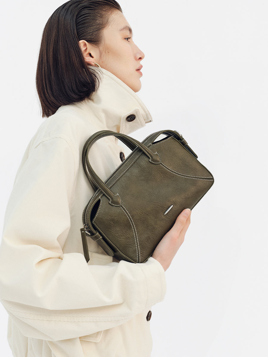 New Leather Boston Bag