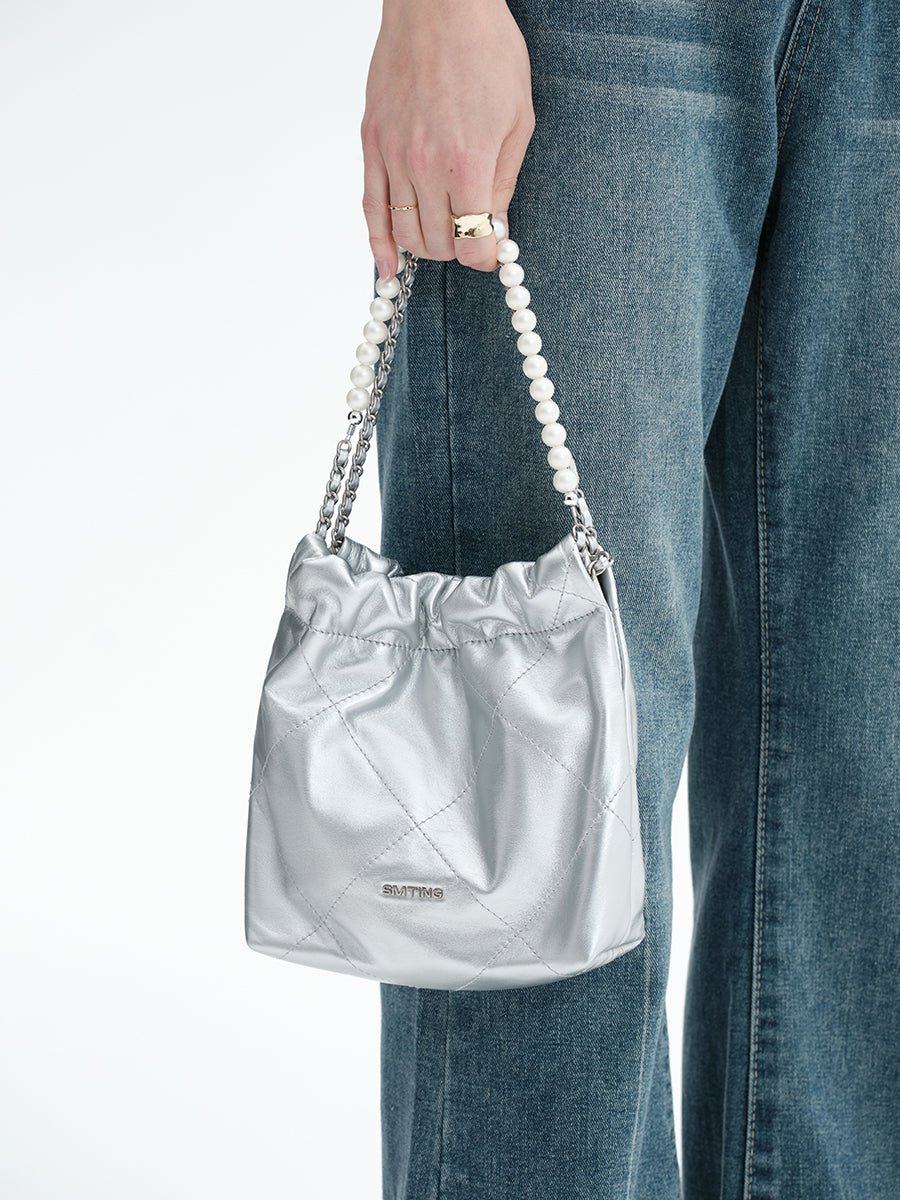 Fashionable versatile pearl chain handbag