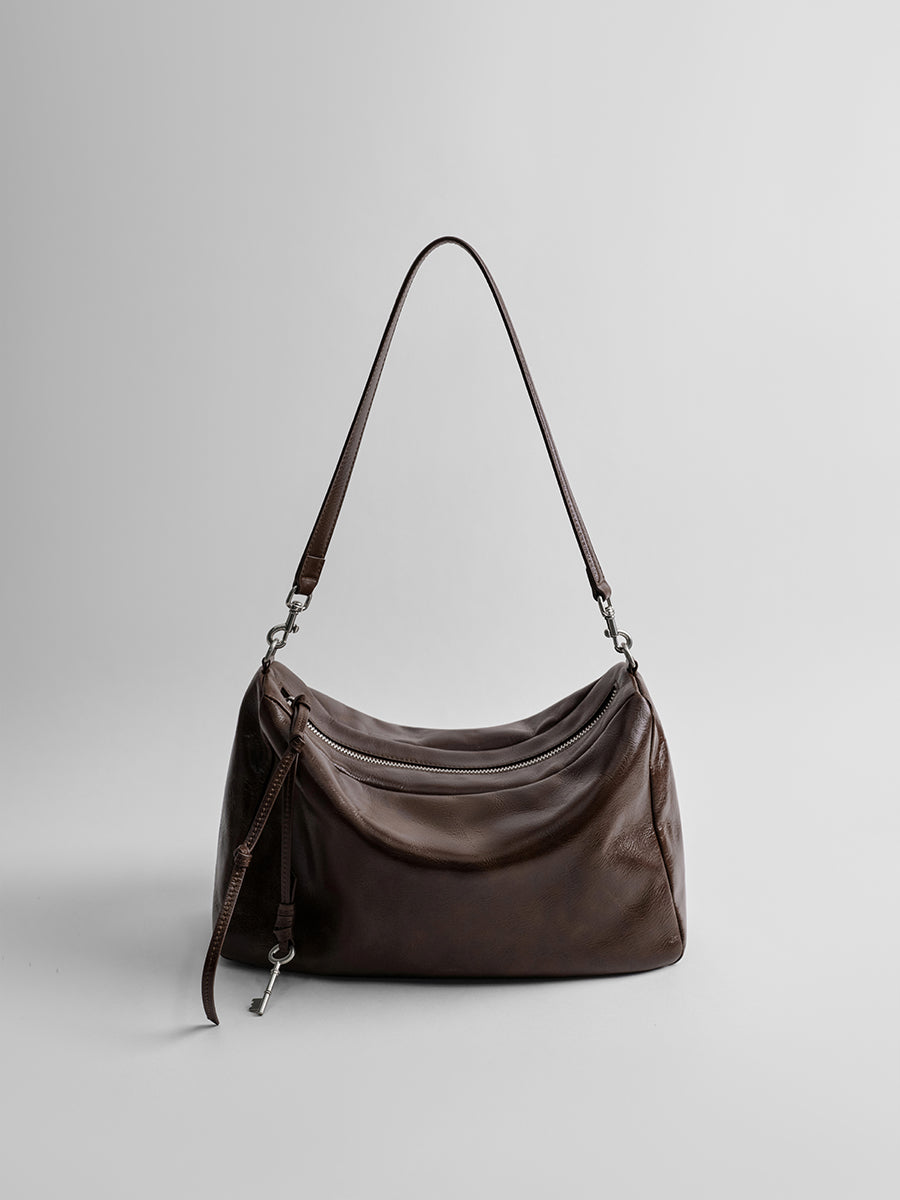 First-layer cowhide hobo bag