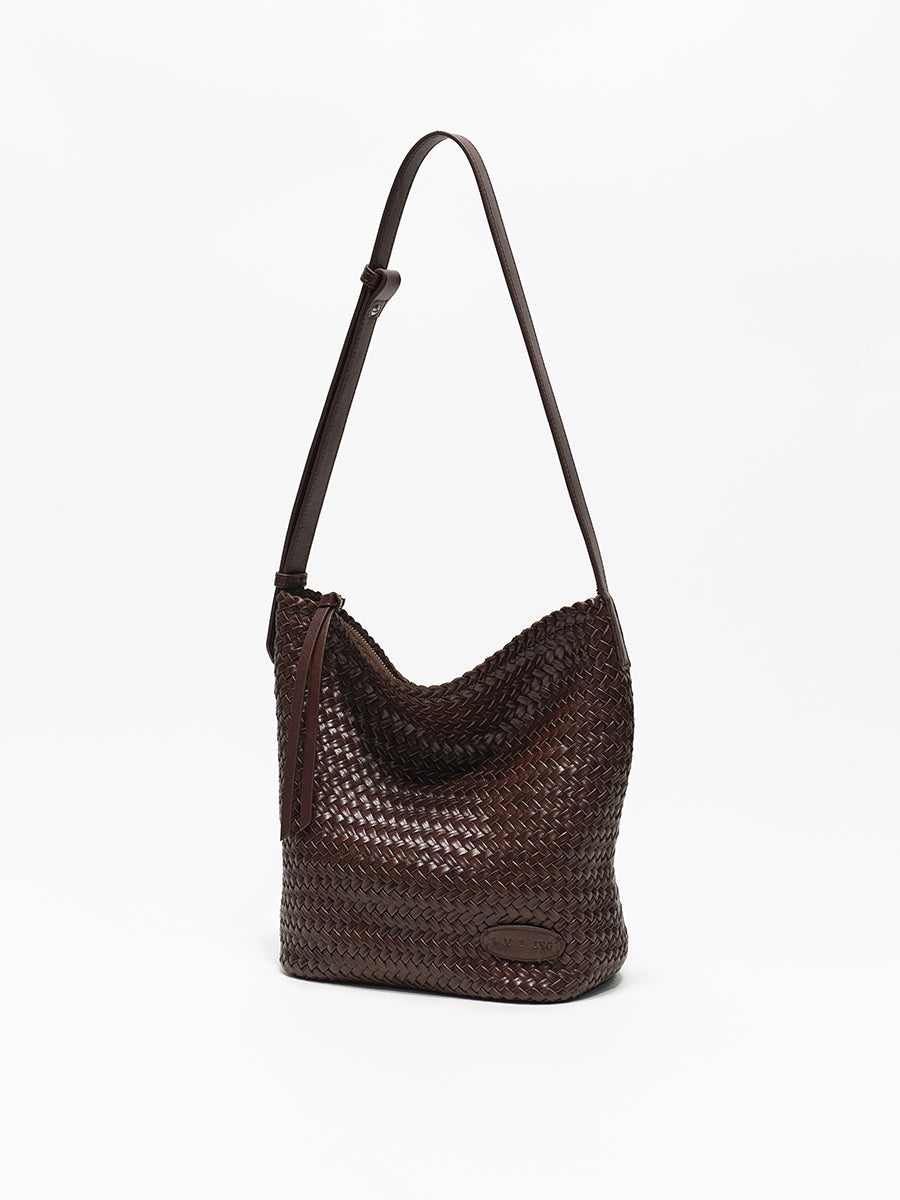 Top-grain Leather Woven Bag