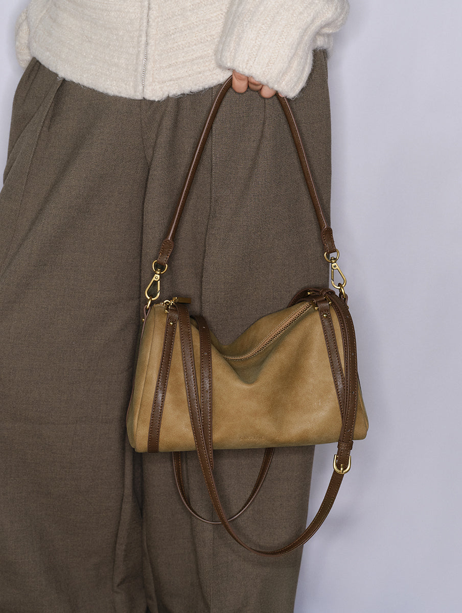 Colorblock retro boston shoulder bag