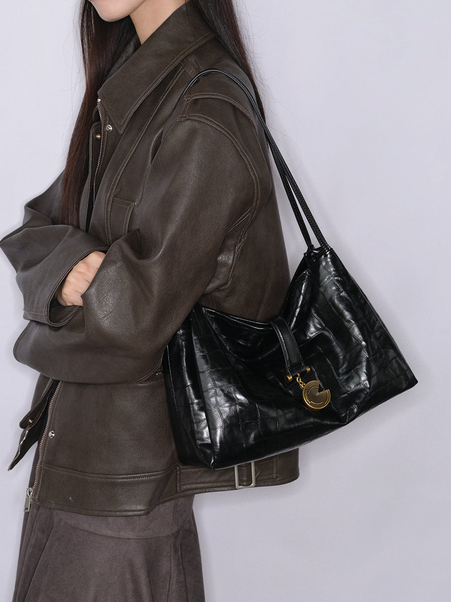 Plaid large capacity shoulder bag tote bag