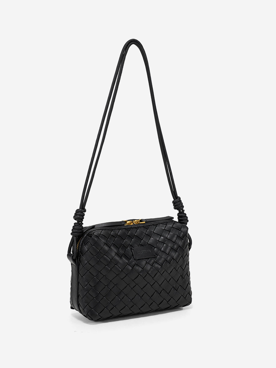 Ink White-Woven Square Bag