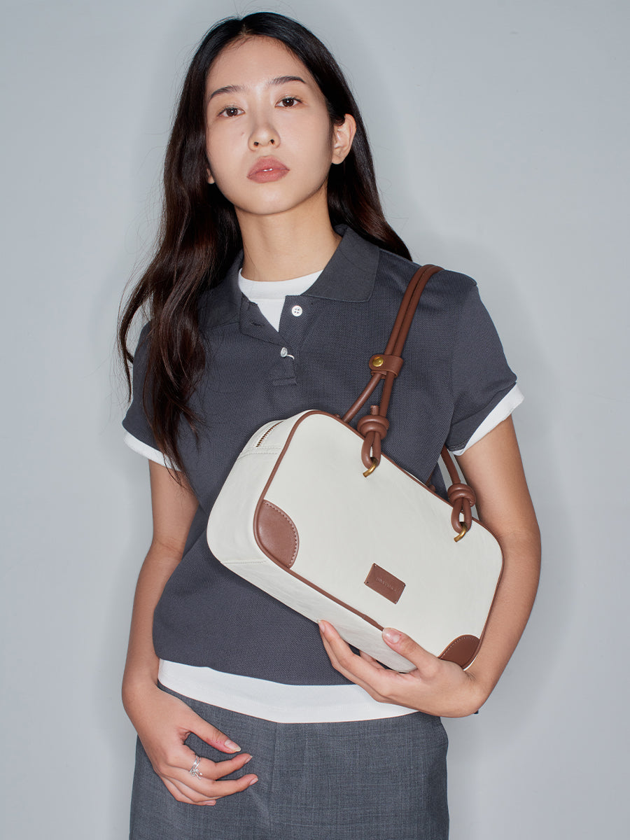 Color-blocking design boston bag