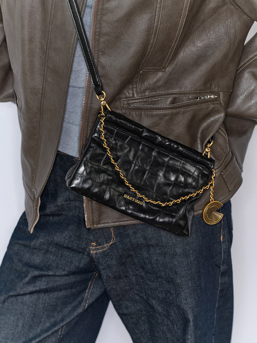 Coco Moonlight-Top Grain Leather Cowhide Chain Bag