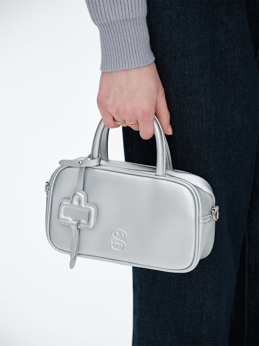 Cowhide laser handbag small square bag