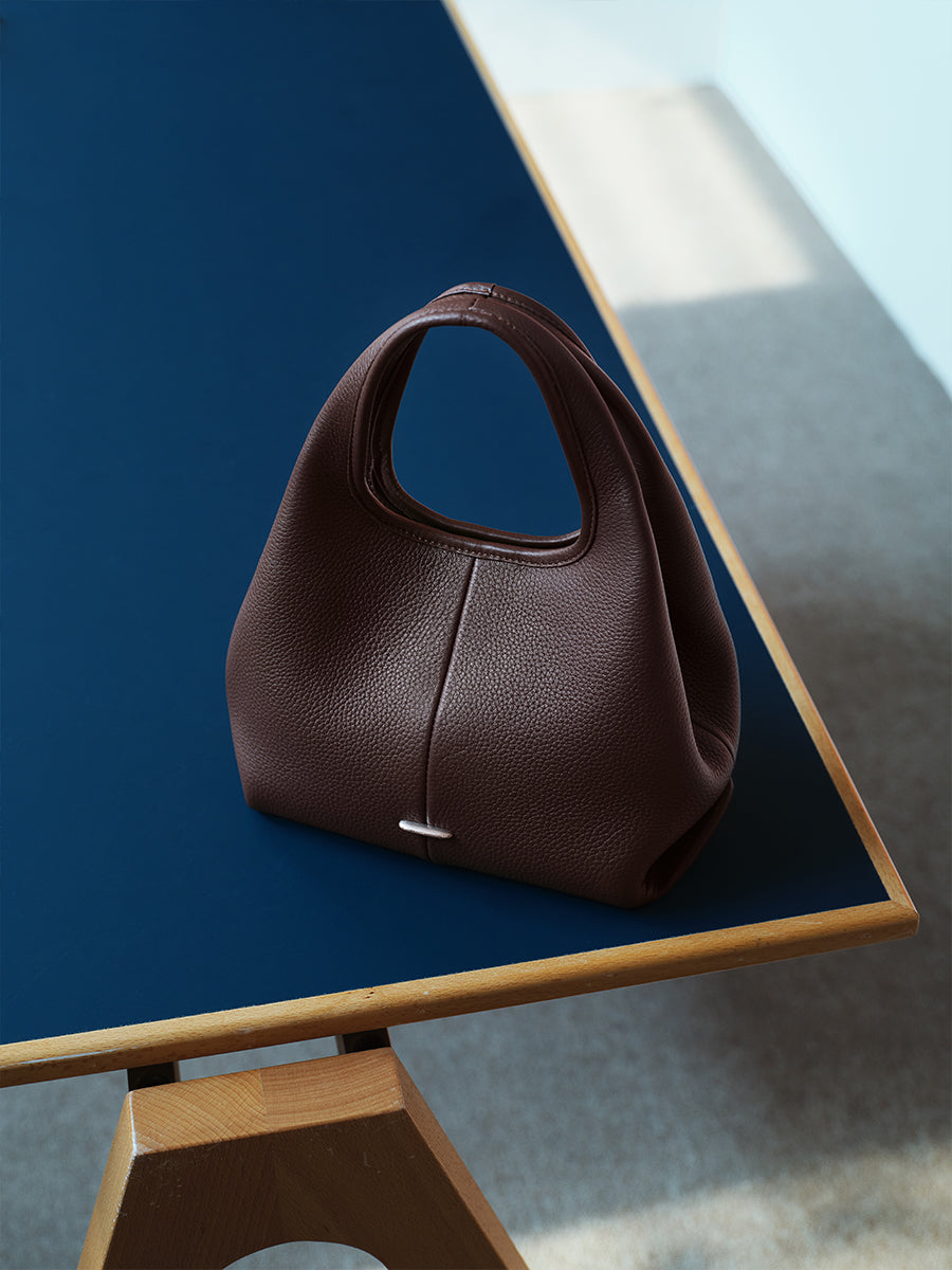 top grain leather minimalist hobo bag