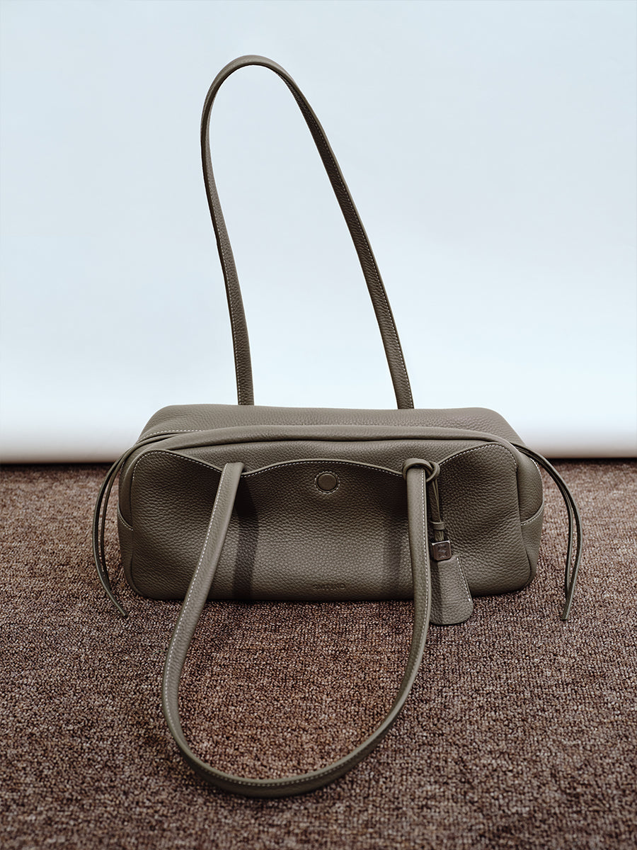top grain leather luxury baguette bag