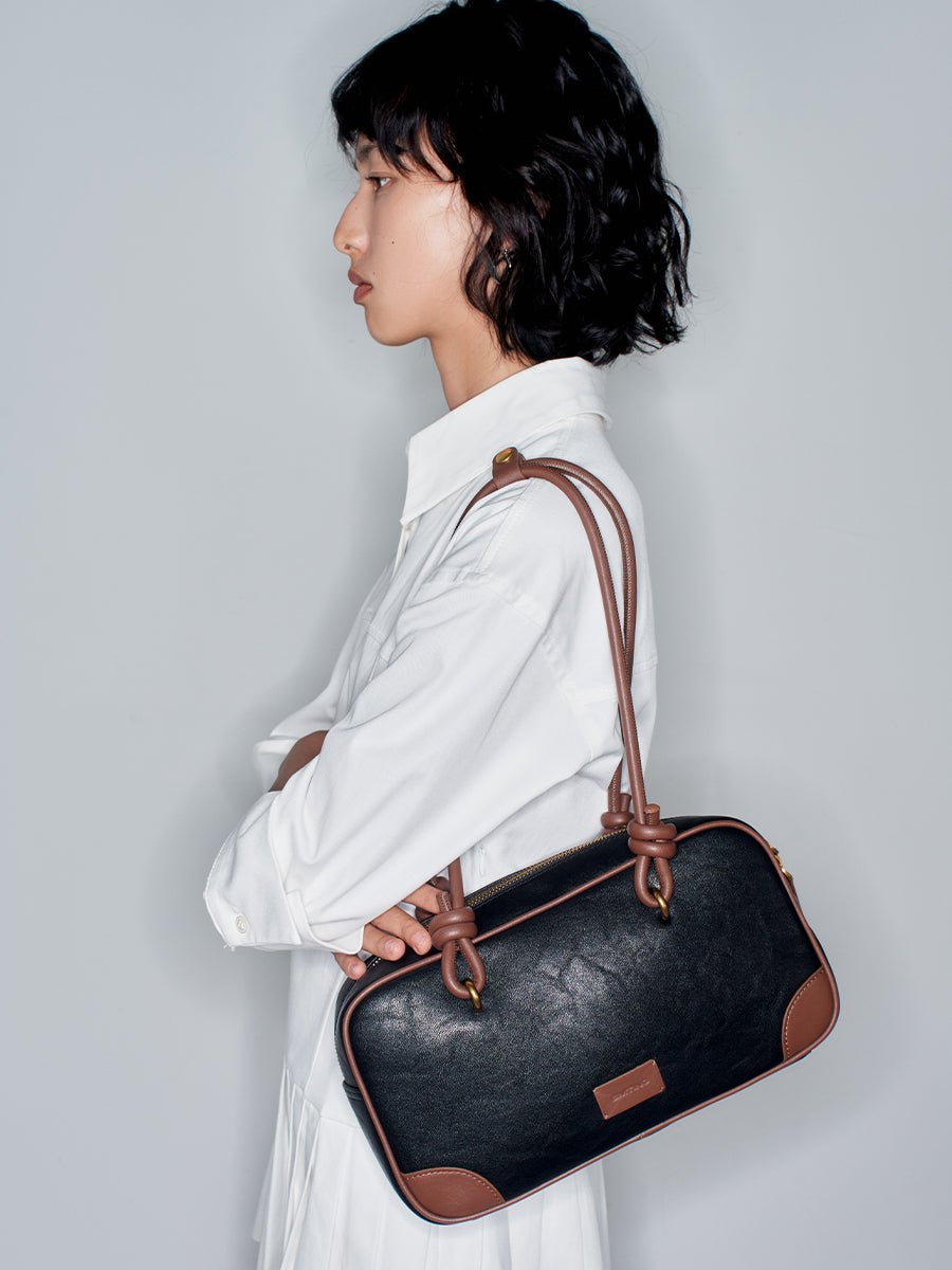 Color-blocking design boston bag