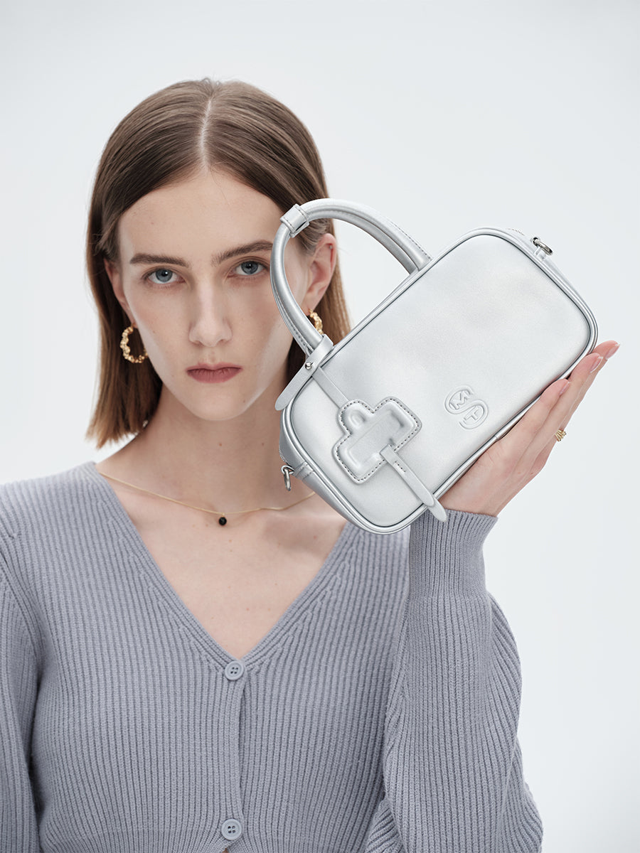 Cowhide laser handbag small square bag