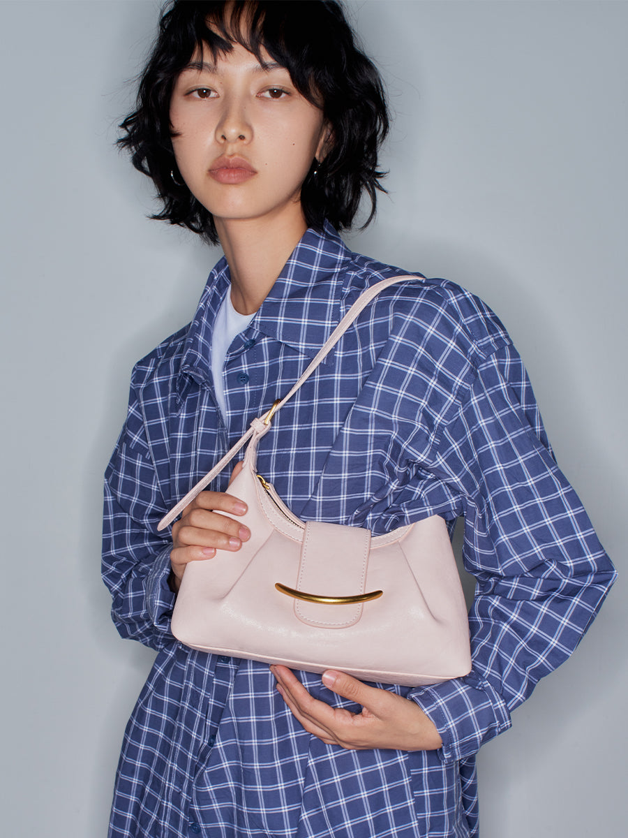 Crescent-shaped delicate hobo bag