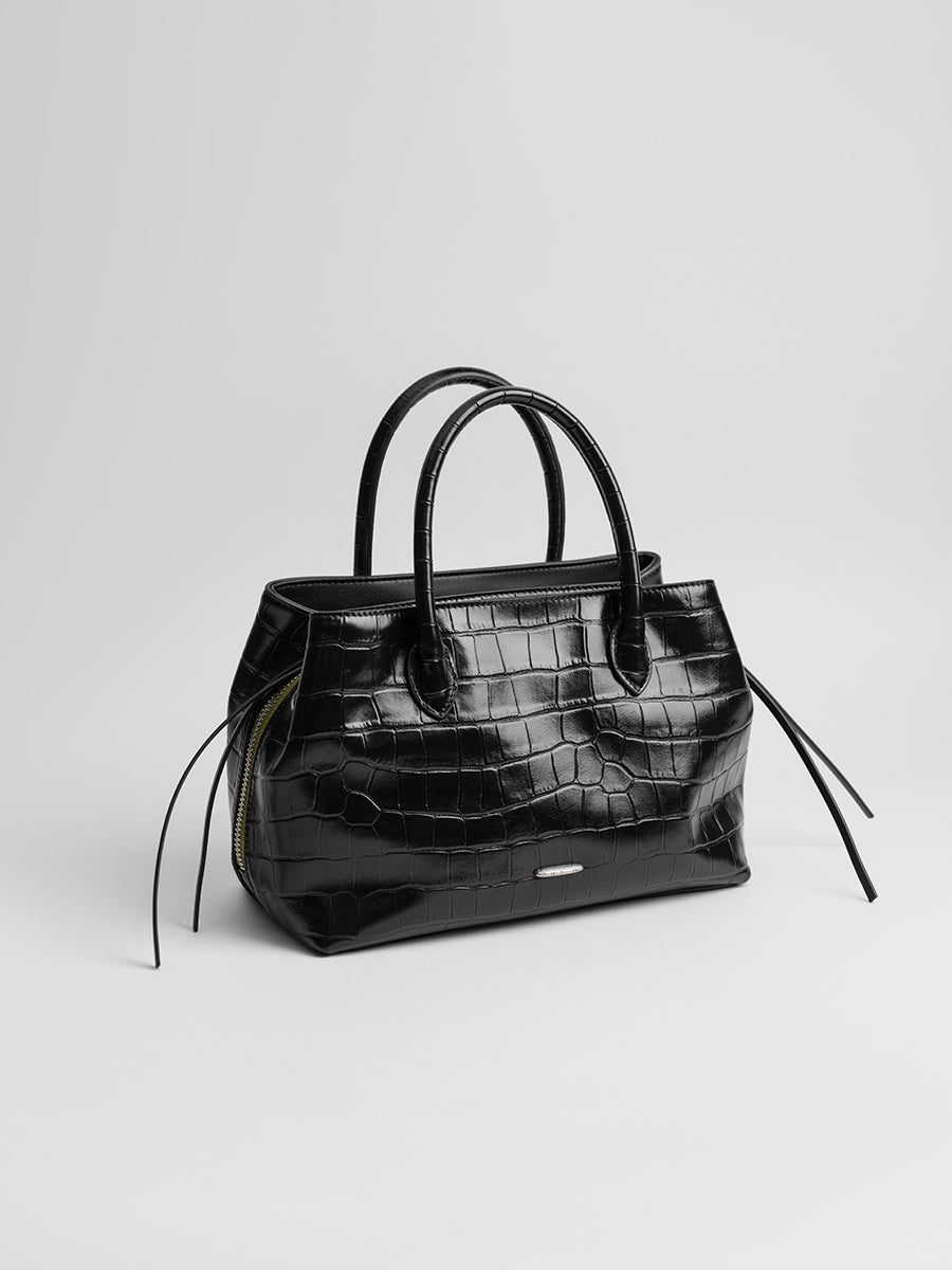 top-grain leather sandwiched bag