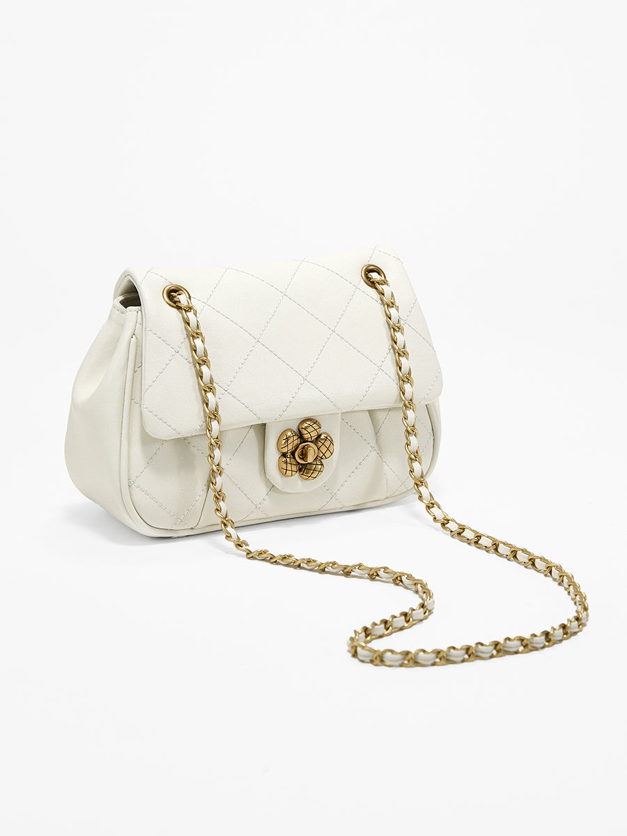 Diamond-shaped checkered underarm bag chain bag