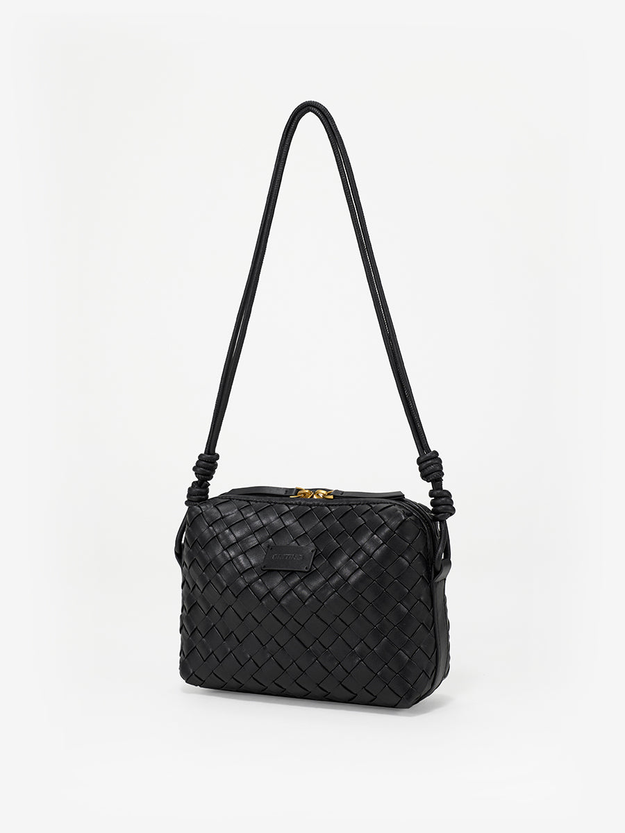 Ink White-Woven Square Bag