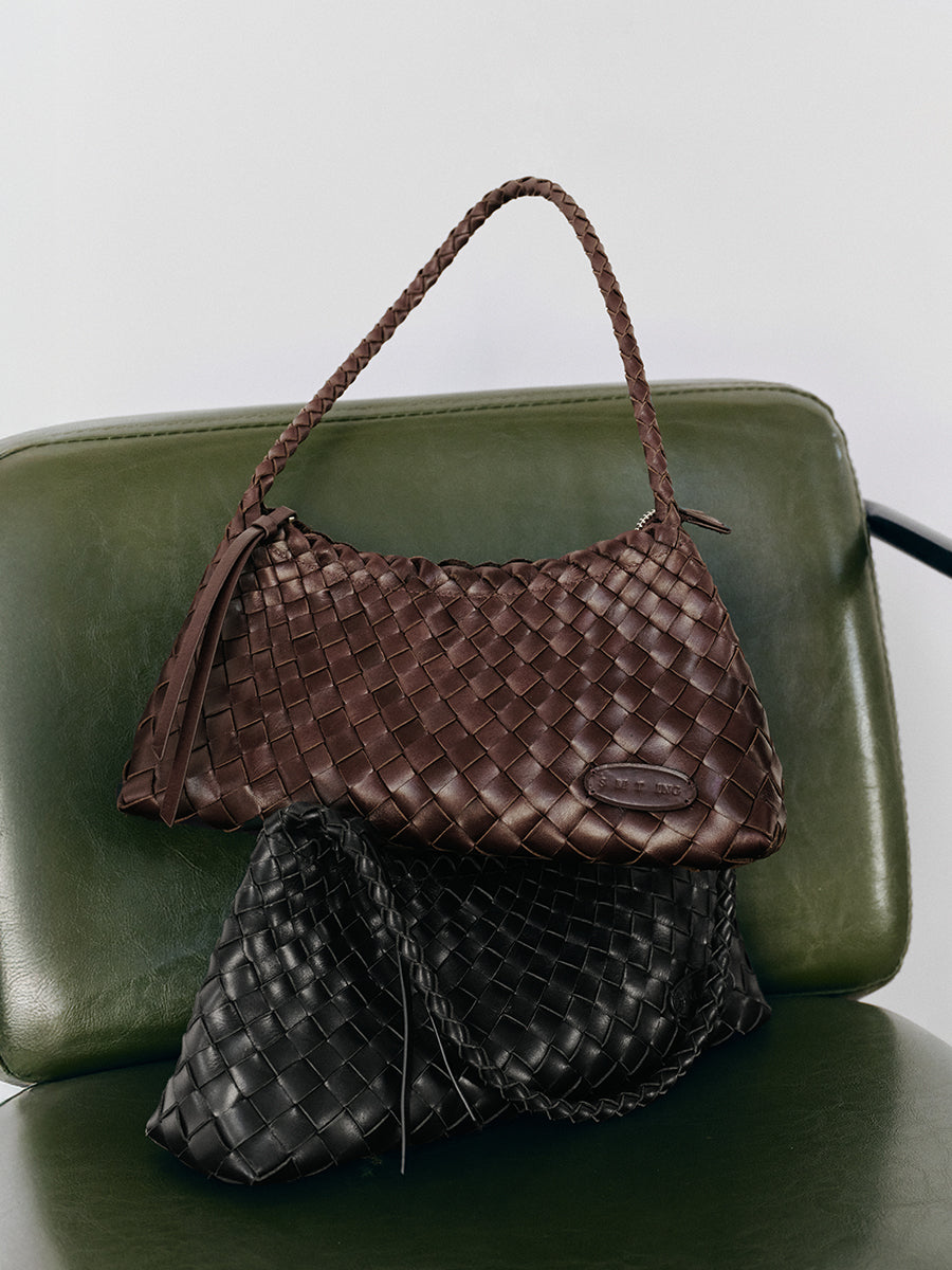 Top-grain Leather Bag Woven Bag