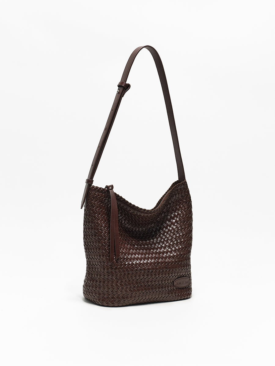 Top-grain Leather Woven Bag