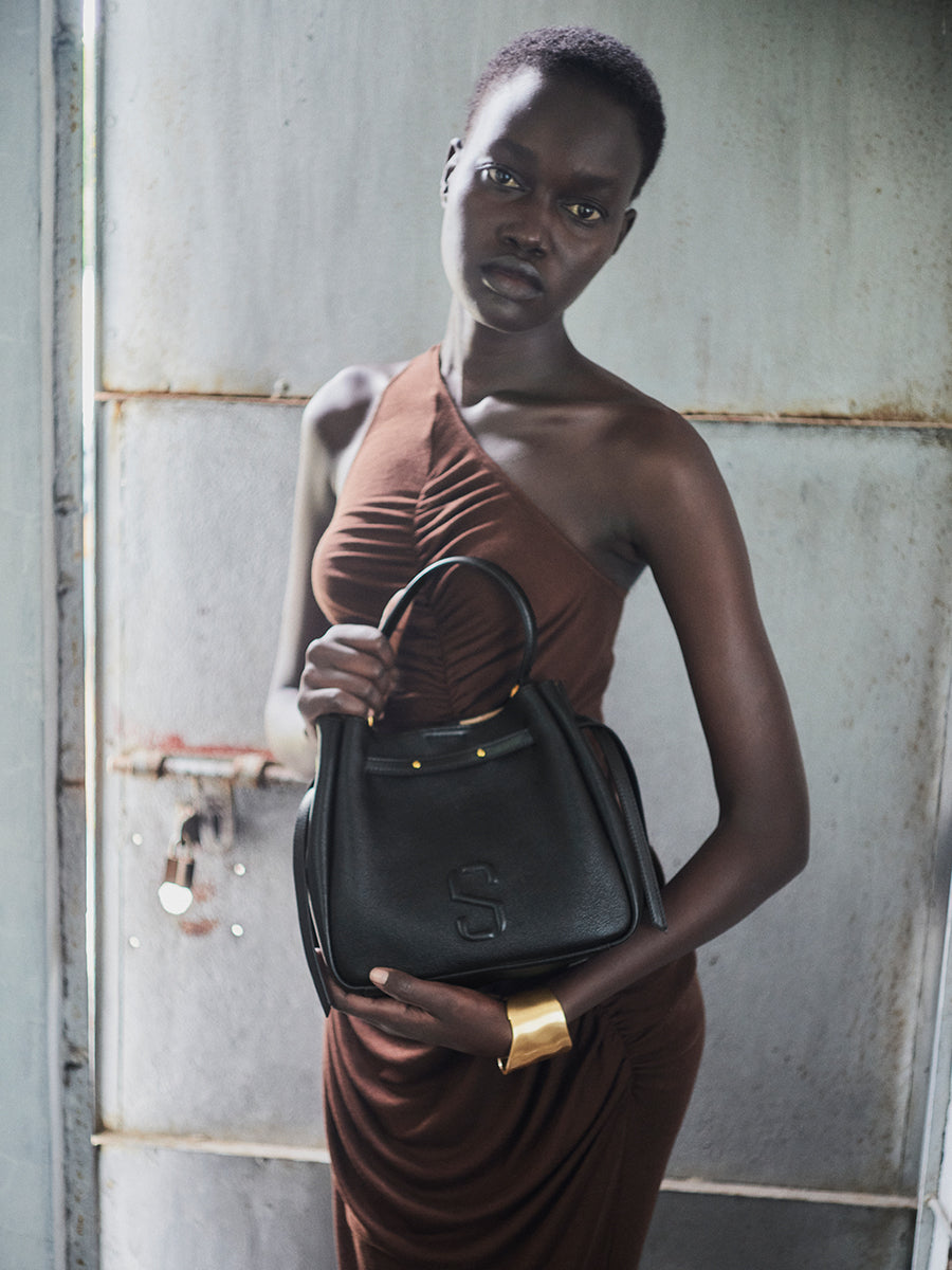 Top-grain Leather Bucket Bag