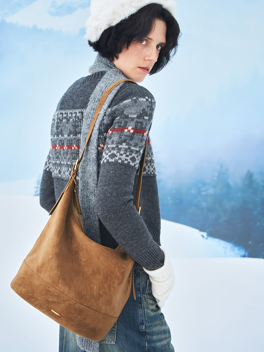 Textured casual water bucket bag