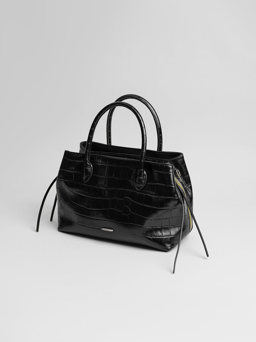 top-grain leather sandwiched bag