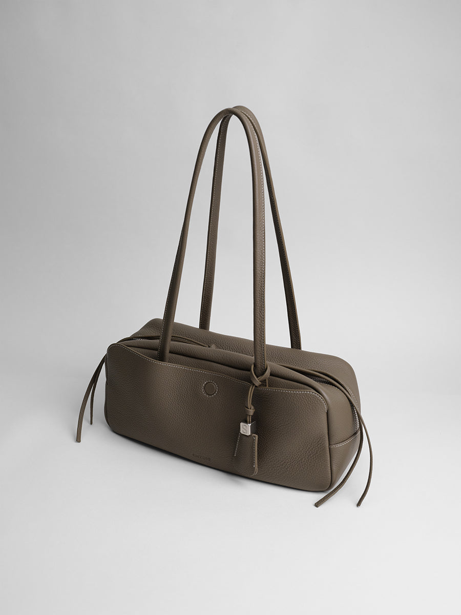 top grain leather luxury baguette bag