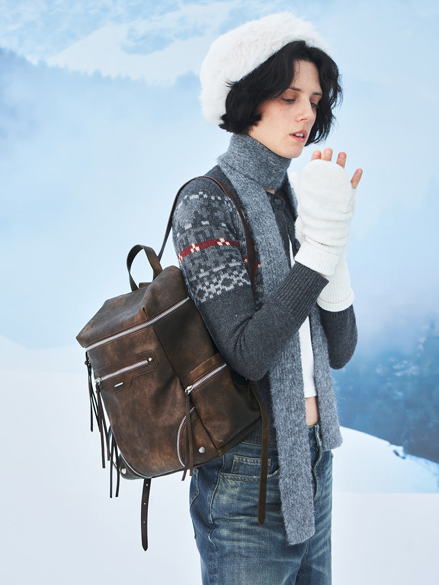 Retro and sophisticated commuter backpack