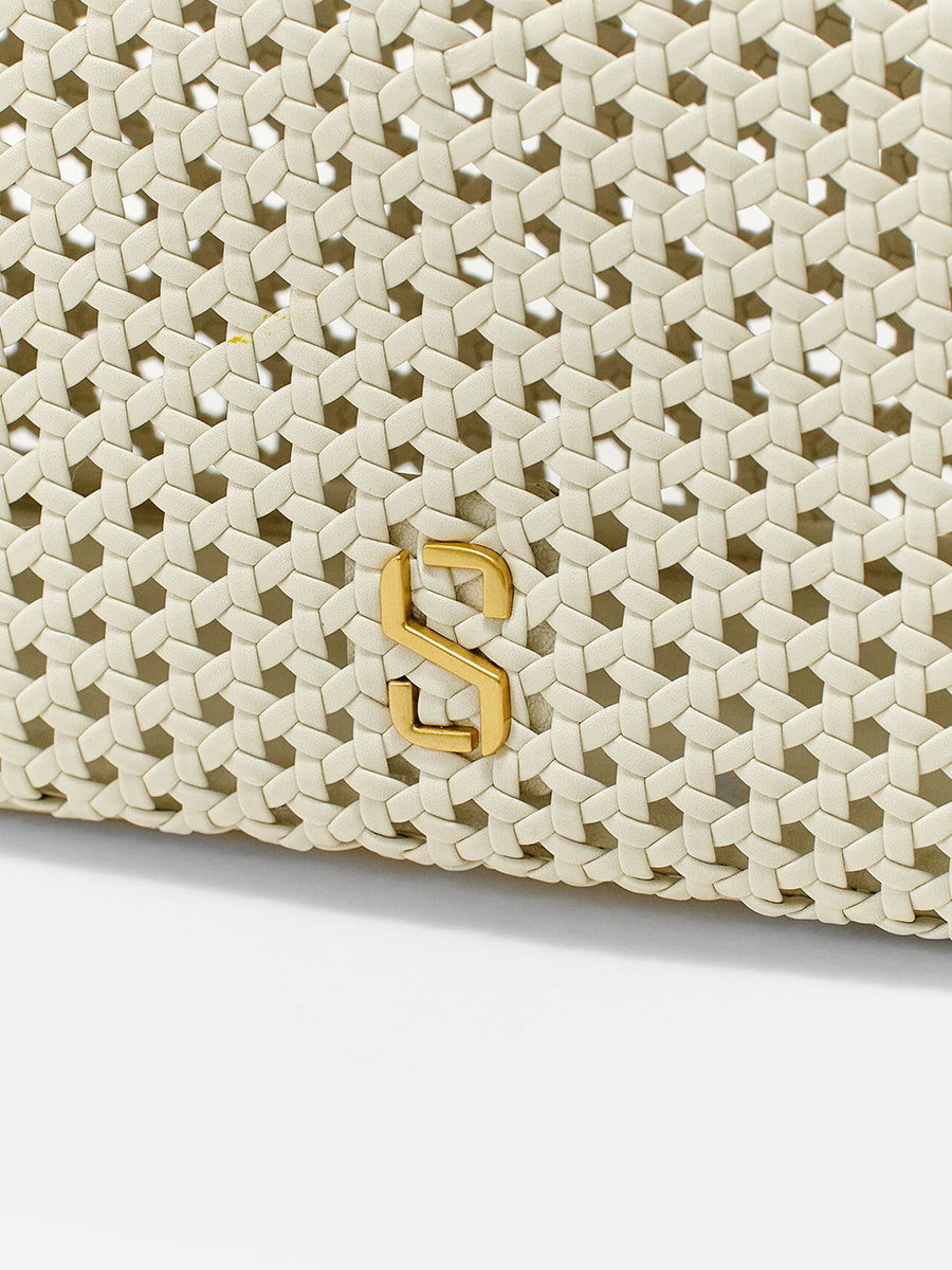 Openwork woven Boston bag