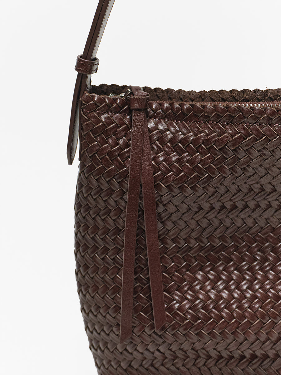 Top-grain Leather Woven Bag