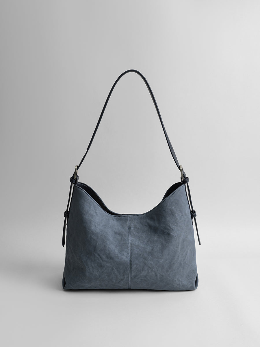 Wrinkled large-capacity shoulder bag