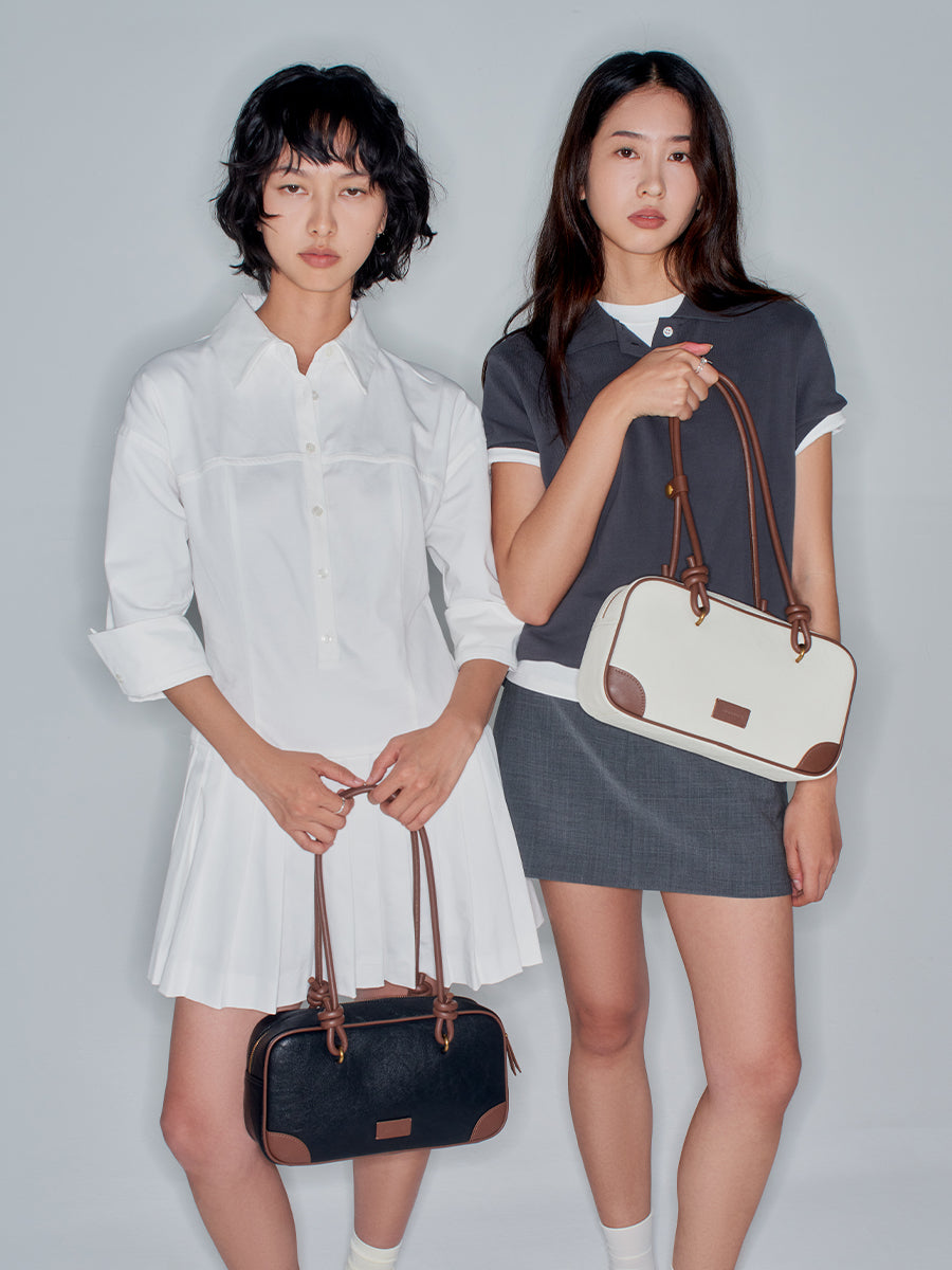 Color-blocking design boston bag