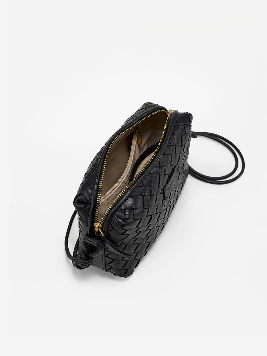 Ink White-Woven Square Bag