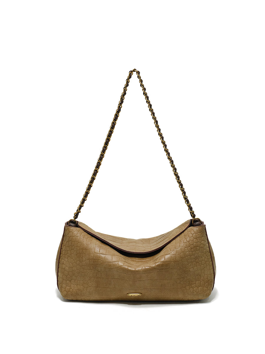 Crocodile pattern chain shoulder bag