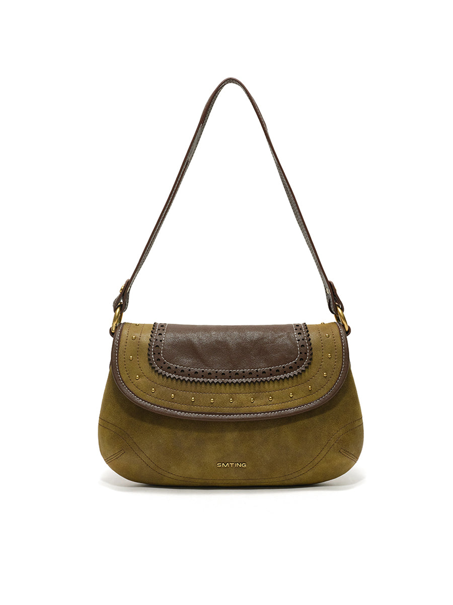 Old leather vintage underarm bag saddle bag