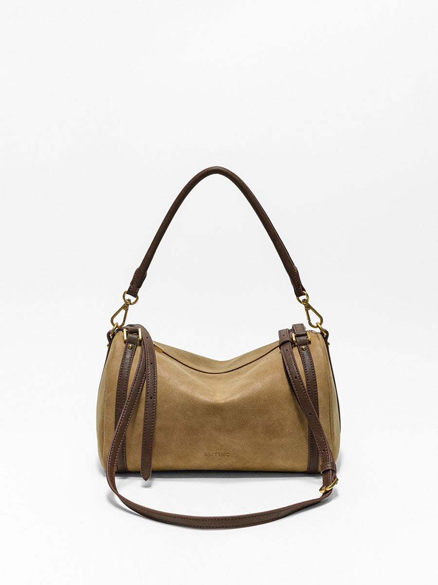 Colorblock retro boston shoulder bag