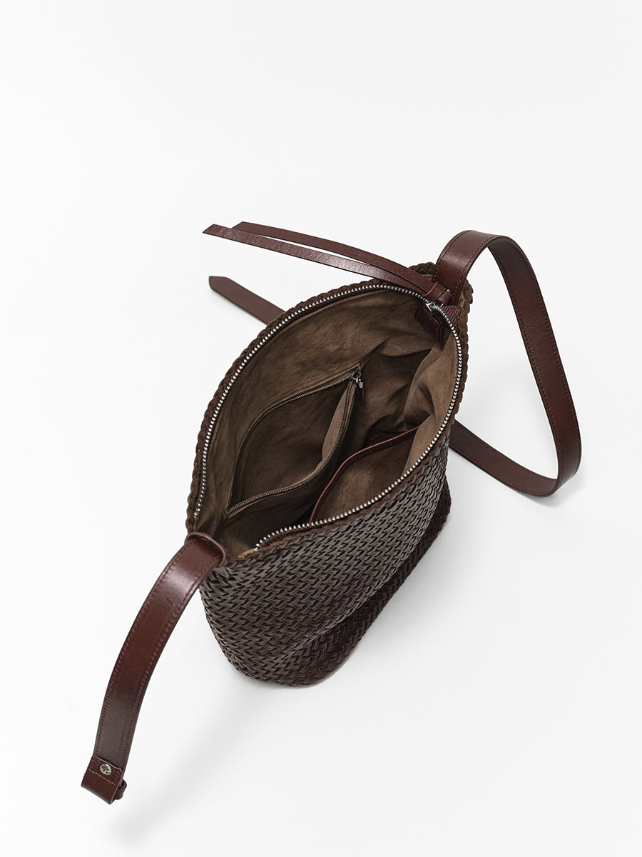 Top-grain Leather Woven Bag