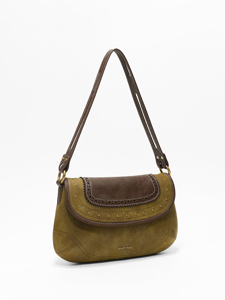 Old leather vintage underarm bag saddle bag