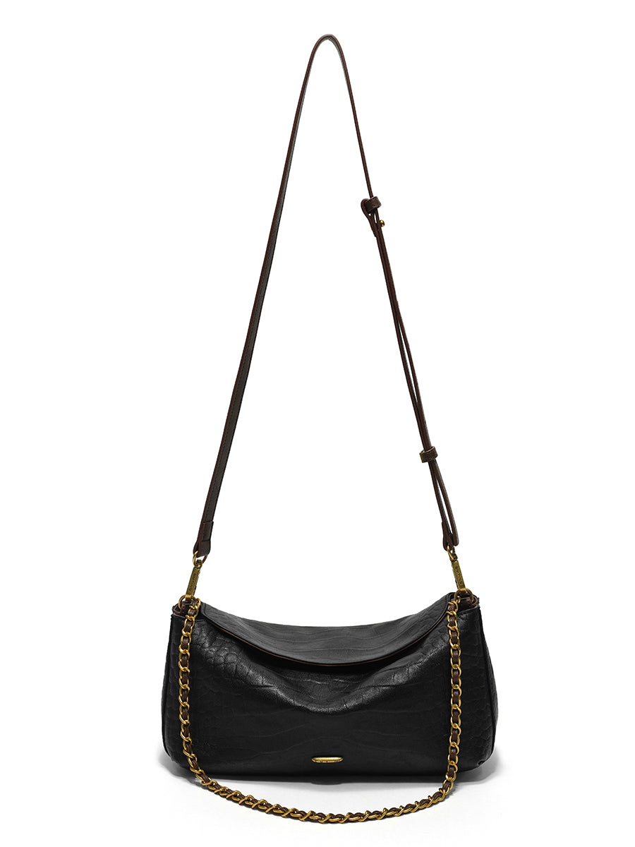 Crocodile pattern chain shoulder bag