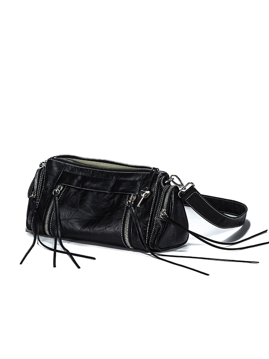 Side pocket motorcycle fringe shoulder bag