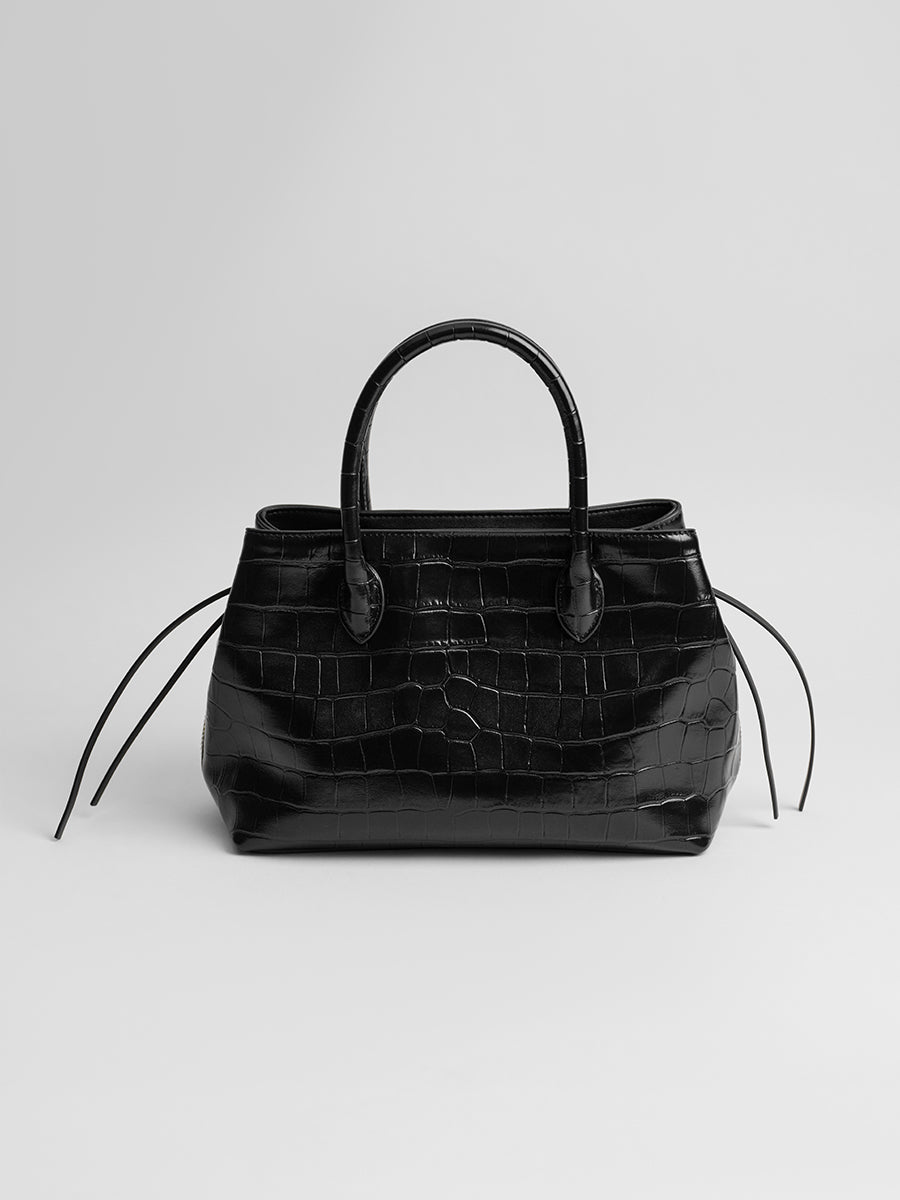 top-grain leather sandwiched bag