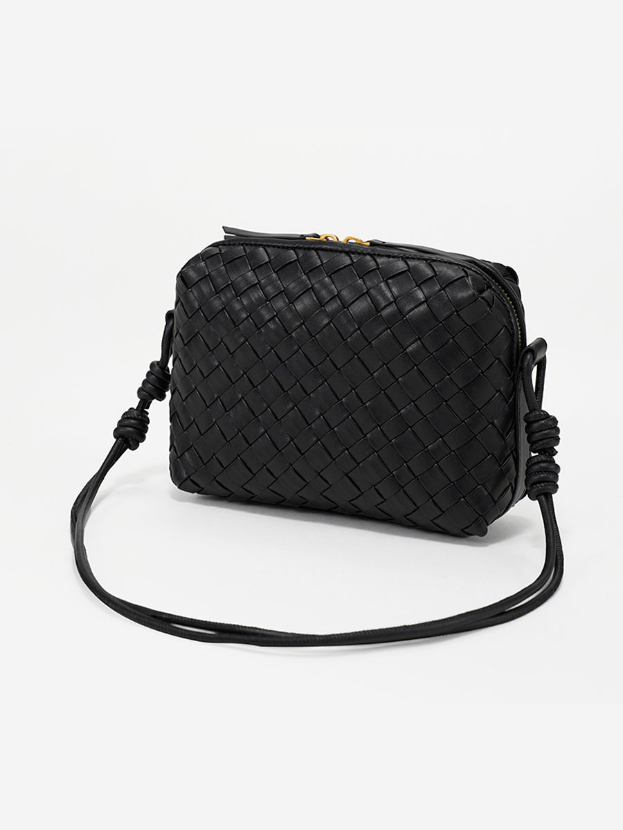 Ink White-Woven Square Bag