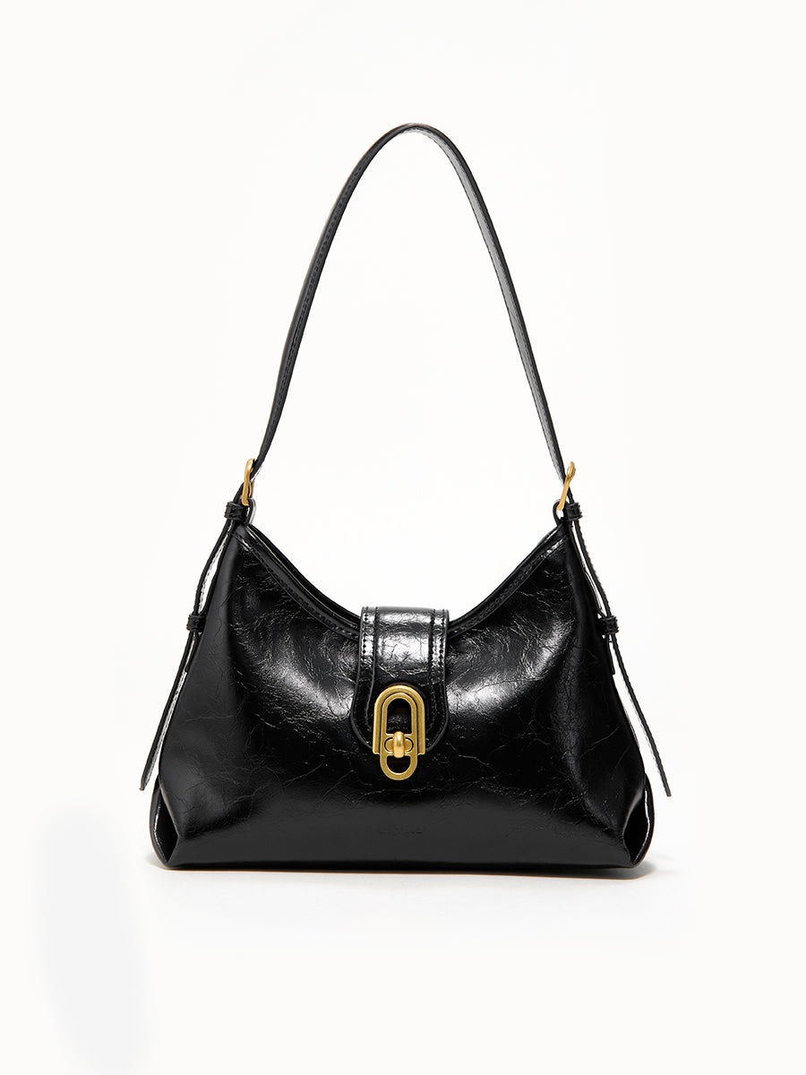 Large-capacity cowhide single-shoulder tote bag