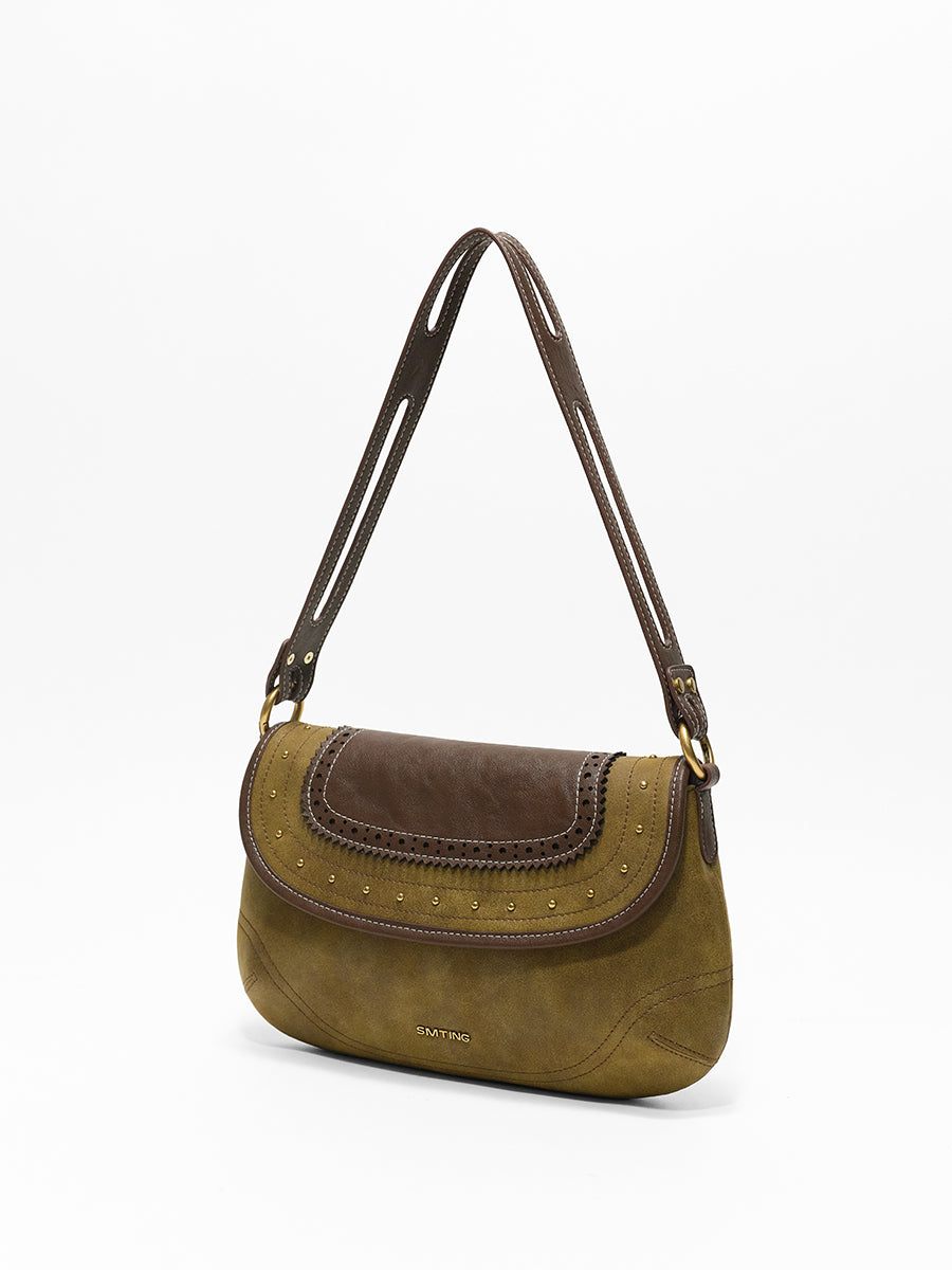 Old leather vintage underarm bag saddle bag